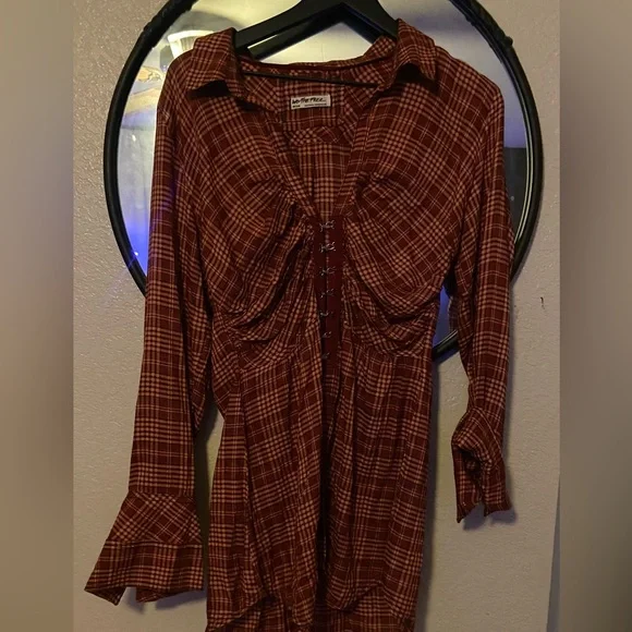 We The Free Plaid Lace-Up Top - Picture 2 of 3